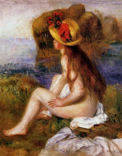 Nude in a Straw Hat, 1892 - Пьер Огюст Ренуар