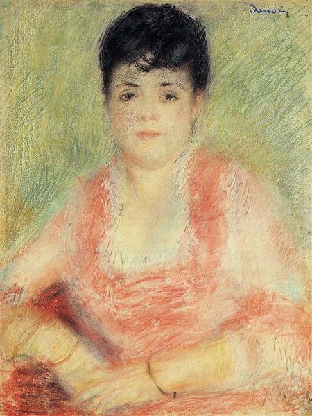 Portrait in a Pink Dress, c.1880 - 雷諾瓦