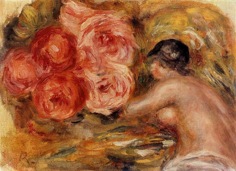 Roses and Study of Gabrielle, 1915 - 雷諾瓦