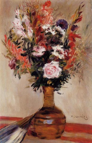 Roses in a Vase, c.1872 - 雷諾瓦