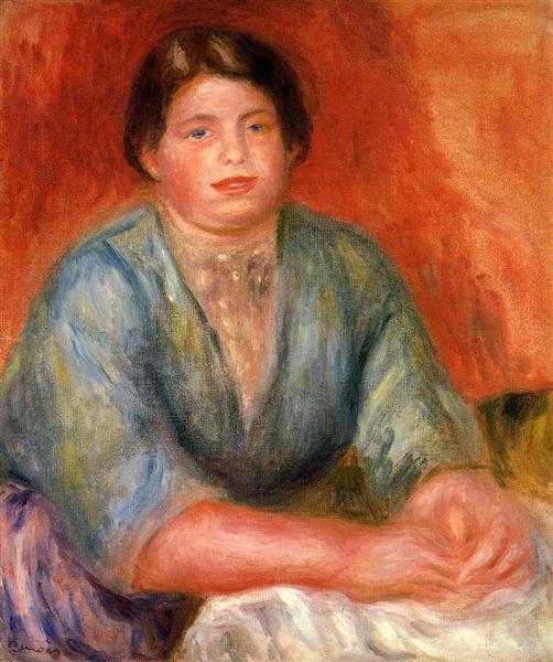 Seated Woman in a Blue Dress, 1915 - 雷諾瓦