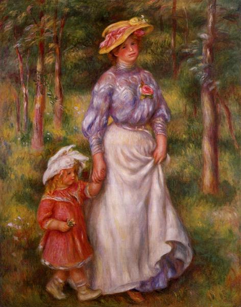 The Promenade (Julienne Dubanc and Adrienne), c.1906 - 雷諾瓦