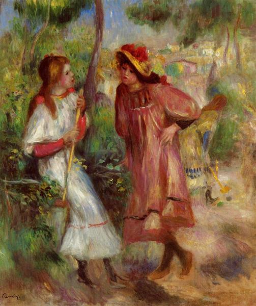 Two Girls in the Garden at Montmartre, 1895 - Пьер Огюст Ренуар