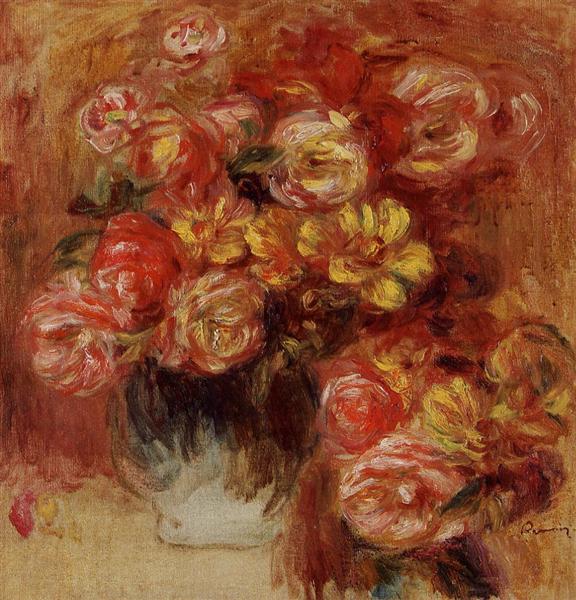Vase of Roses - 雷諾瓦