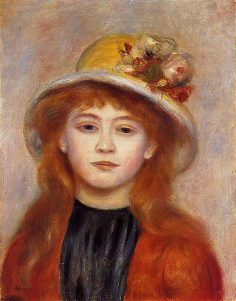 Woman Wearing a Hat, 1889 - 雷諾瓦