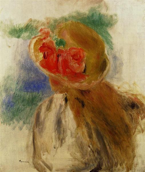 Young Girl in a Flowered Hat, c.1900 - 1905 - 雷諾瓦