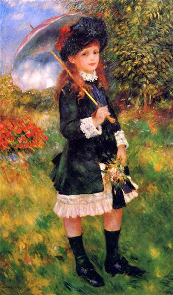 Young Girl with a Parasol (Aline Nunès), 1883 - 雷諾瓦