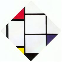 Lozenge Composition with Red, Gray, Blue, Yellow, and Black - 蒙德里安