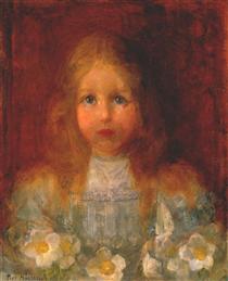 Retrato de una niña con flores - Piet Mondrian