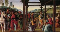 Altarpolyptychon, Predellatafel scene: Adoration of the Magi - Perugino