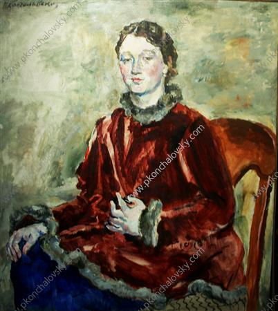 A girl in a velvet coat, 1928 - Pjotr Petrowitsch Kontschalowski