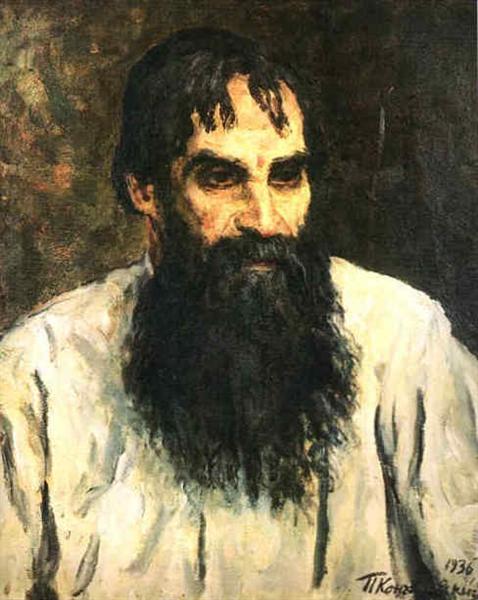 Portrait of national artist, a woodcarver, A. Ershov, 1936 - Pjotr Petrowitsch Kontschalowski