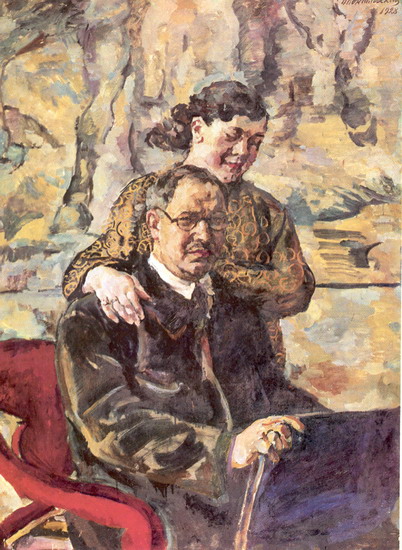 Self-portrait with wife, 1928 - Петро Кончаловський