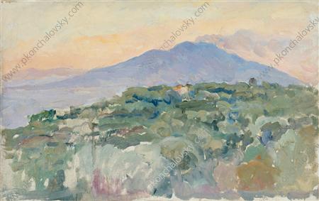 Sorrento. Vesuvius in the evening., 1924 - Pjotr Petrowitsch Kontschalowski