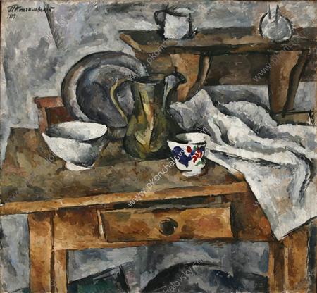 Still Life. Table with the dishes., 1919 - Петро Кончаловський