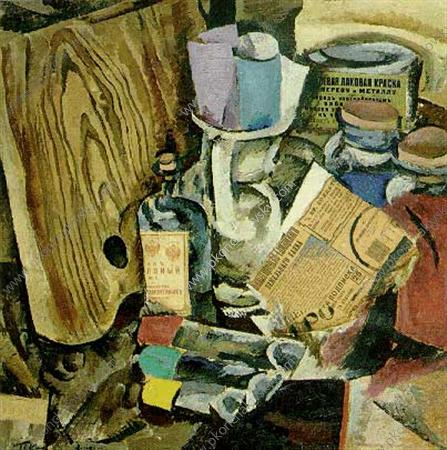 Still Life. The palette and paint., 1912 - Piotr Kontchalovski