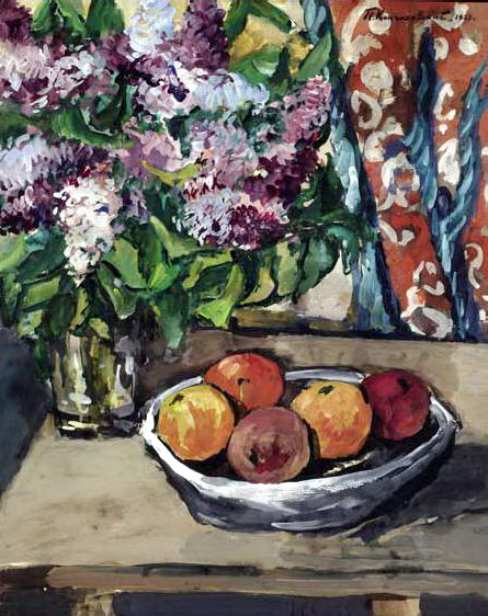Still life with lilac and orange, 1927 - Piotr Kontchalovski