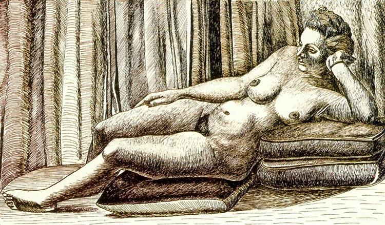 Reclining female nude - Рафаель Забалета
