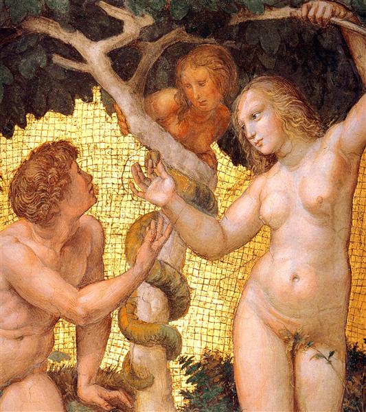 Adam and Eve, from the 'Stanza della Segnatura'  (detail), c.1508 - 1511 - Рафаель Санті