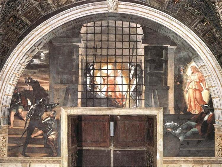 The Liberation of St. Peter, in the Stanza D'Eliodoro, 1512 - 1514 - Raphael