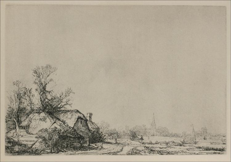 A Village with a River, 1645 - Rembrandt van Rijn