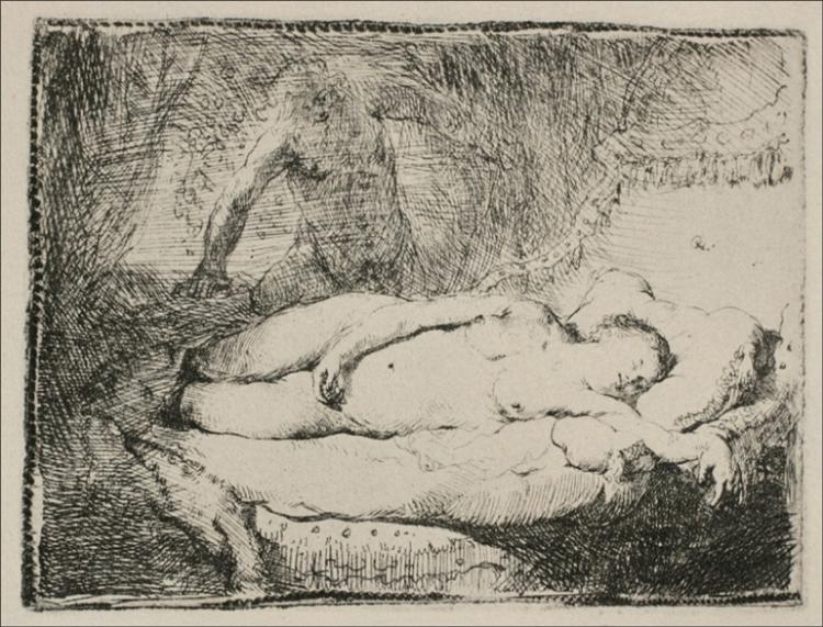 A Woman Lying on a Bed, 1658 - Рембрандт