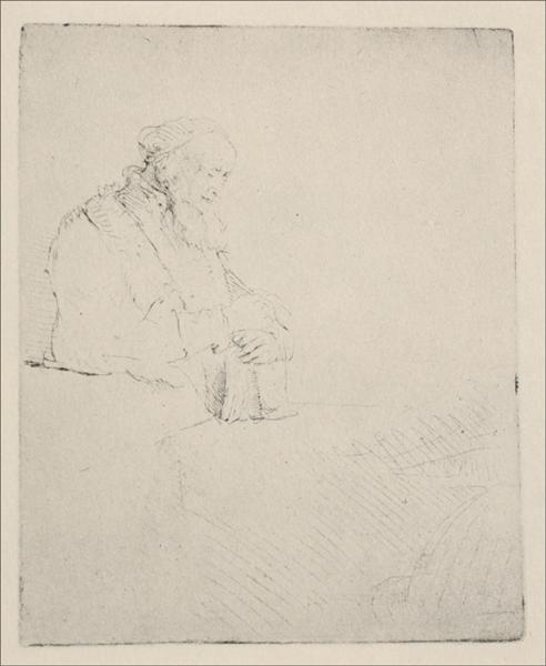 An Old man Resting his Hands Upon a Book, 1645 - Rembrandt