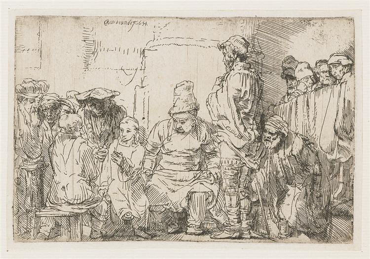 Christ seated disputing with the doctors, 1654 - Рембрандт