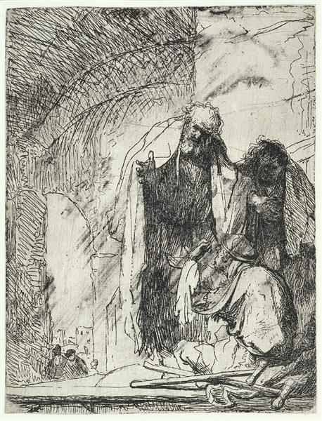 Peter and John at the gate of the Temple, 1629 - Rembrandt van Rijn