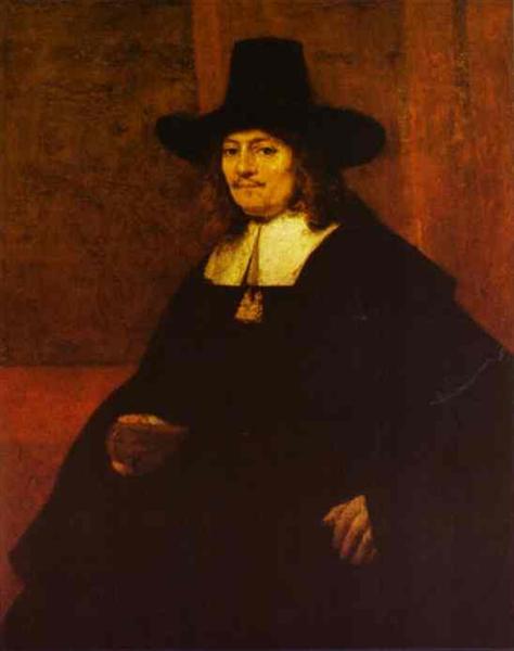 Portrait of a Man in a Tall Hat, 1662 - Рембрандт