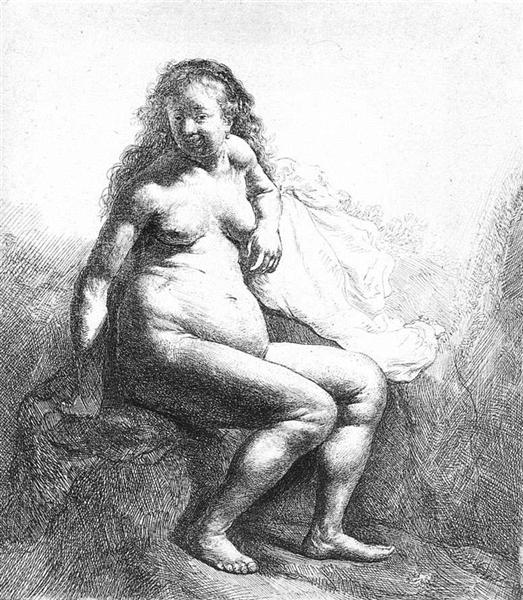 Seated Female Nude, c.1631 - Rembrandt van Rijn