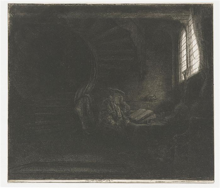 St. Jerome in a dark chamber, 1642 - Rembrandt