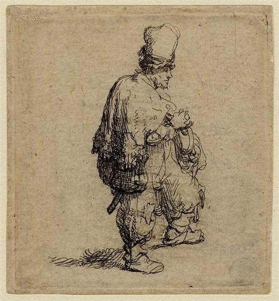 The barrel organ player (Polander standing with arms folded), 1631 - 林布蘭