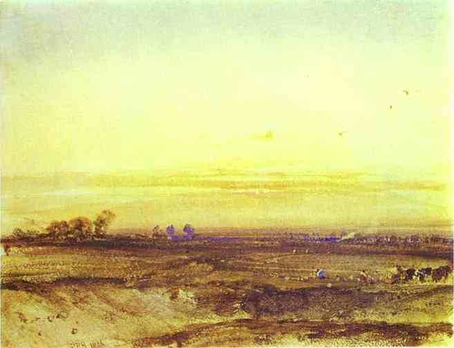 Landscape with Harvesters at Sunset, 1826 - Richard Parkes Bonington