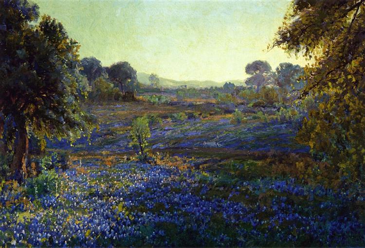 Bluebonnets at Late Afternoon, near La Grange, 1918 - Роберт Джуліан Ондердонк
