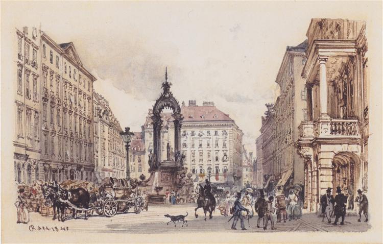 The large market in Vienna, 1845 - Рудольф фон Альт