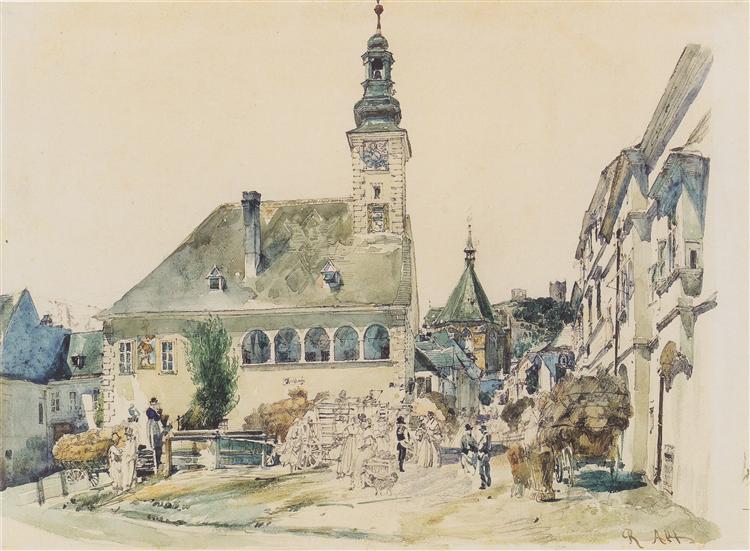 The Town Hall in Mödling, 1842 - Рудольф фон Альт