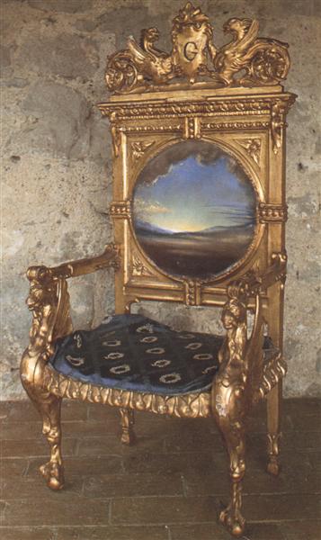 Armchair with Landscape Painted for Gala's Chateau at Pubol, c.1974 - Salvador Dalí