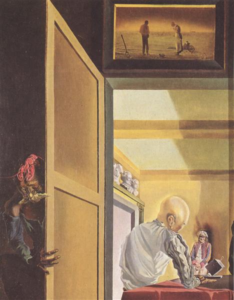 Gala and The Angelus of Millet Before the Imminent Arrival of the Conical Anamorphoses, 1933 - 達利