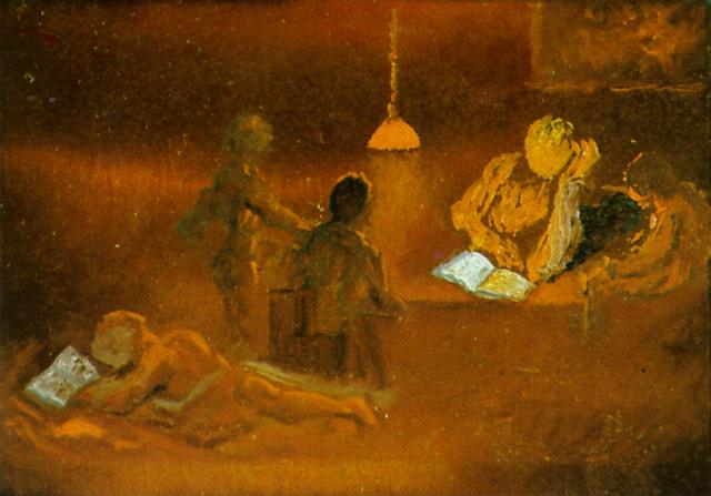Reading. Family Scene by Lamplight, 1981 - Сальвадор Далі