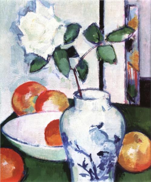 Still Life. Apples and a White Rose in an Oriental Vase, 1924 - Samuel Peploe