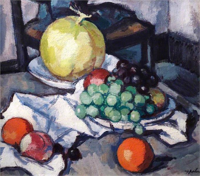 Still Life with Melon and Grapes - Samuel Peploe