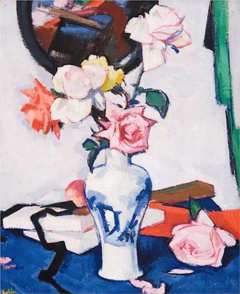 Still Life with Roses and Mirror - Samuel Peploe