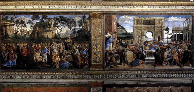 Scene from the Life of Moses (Scenes on the left), 1481 - 1482 - Sandro Botticelli