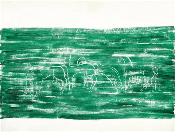 Horses in a Green Landscape, 1931 - Sanyu
