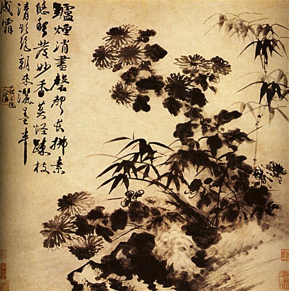 Chrysanthemums and bamboo, 1656 - 1707 - Shitao