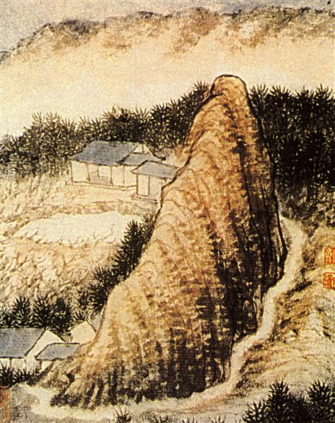 The hamlet at the foot of the rock, 1656 - 1707 - Shi Tao