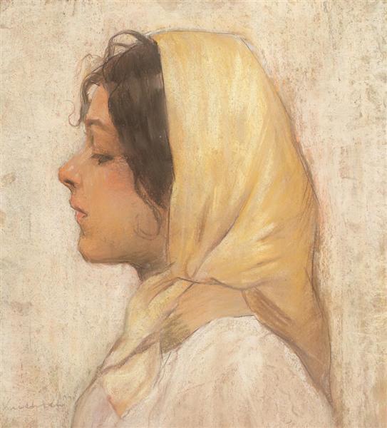 Peasant Woman with Yellow Headscarf, 1905 - Штефан Лучиан