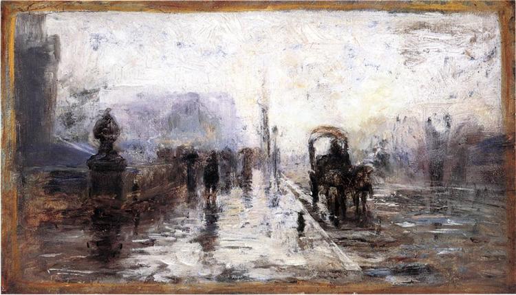 Street Scene with Carriage, c.1894 - T. C. Steele