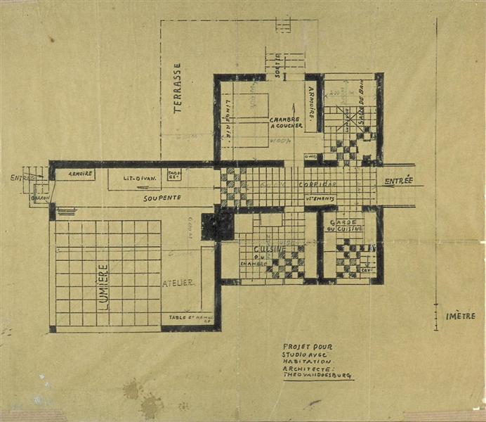 Project of house-studio, 1925 - 特奥·凡·杜斯伯格